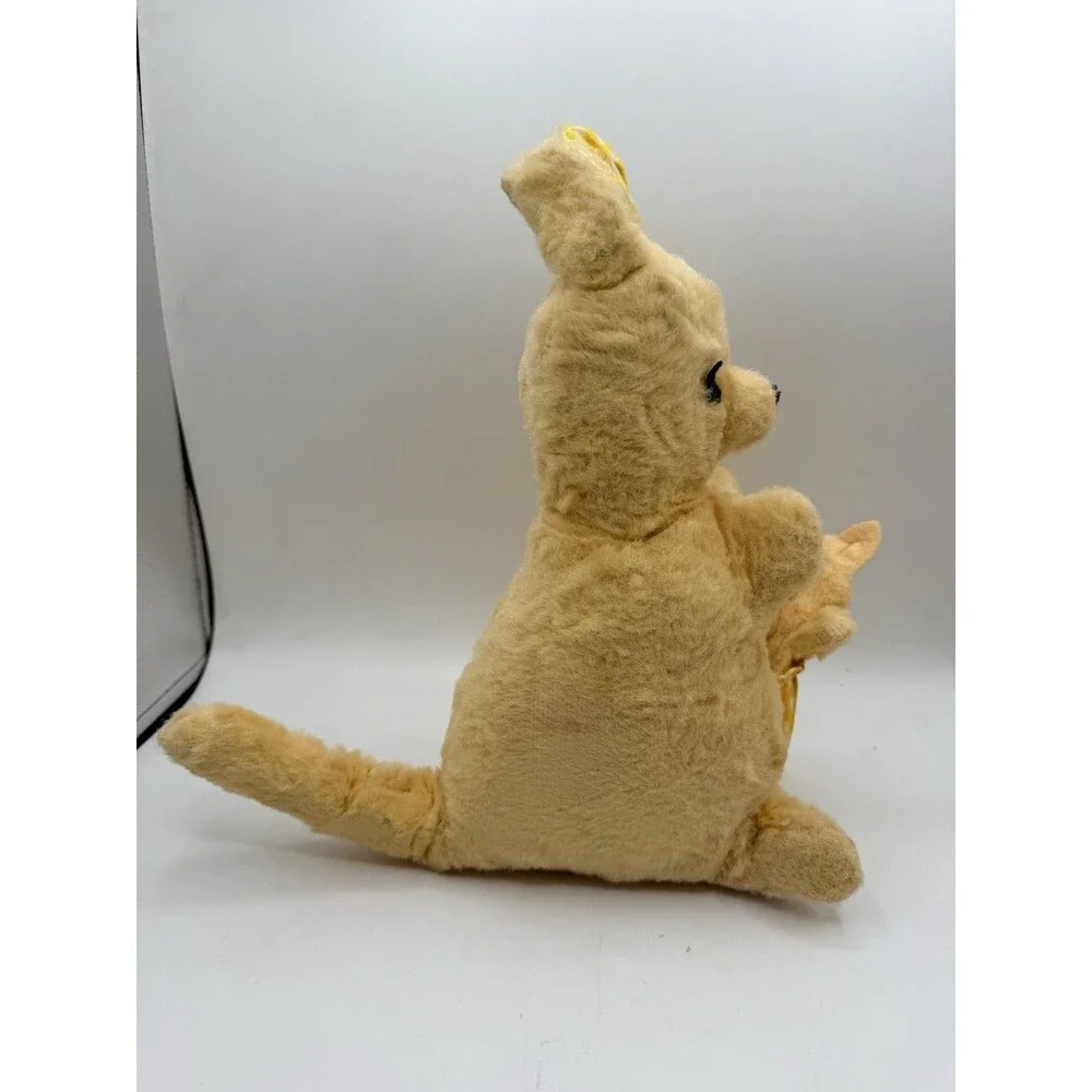Vintage 12” Eden Toy Yellow Plus Kangaroo Mom & Removable Button Joey In Pocket